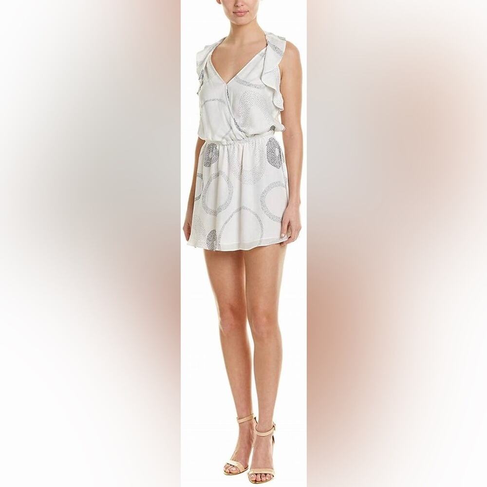 Ramy Brook White Blue Ciara Dot Print Silk Sleeveless Mini Dress Size XS